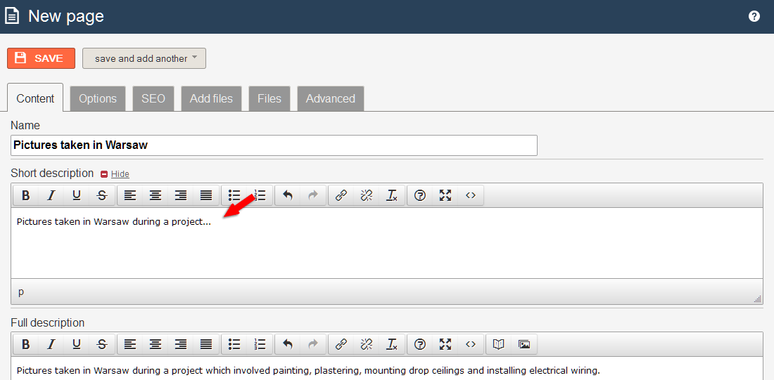 Adding a subpage